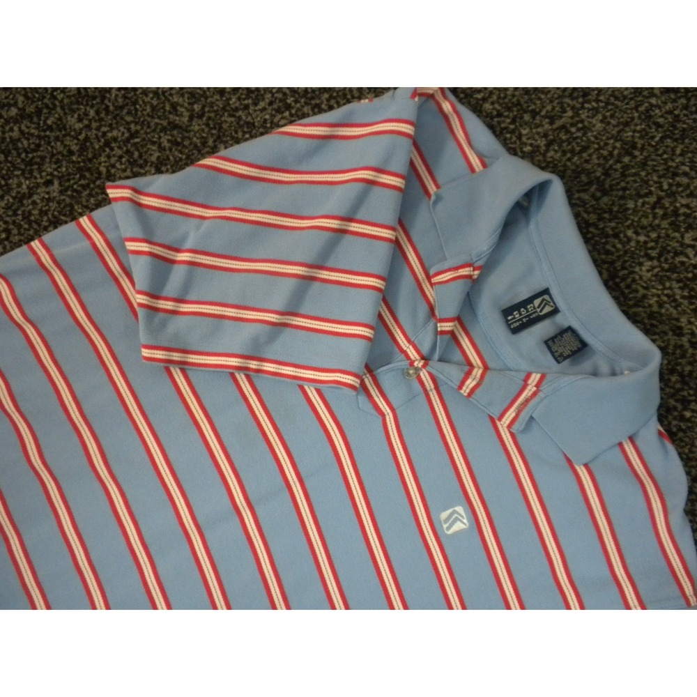 Karl Kani Polo Shirt Mens XXL Blue Striped Short Sleeve Urban Streetwear Hip Hop